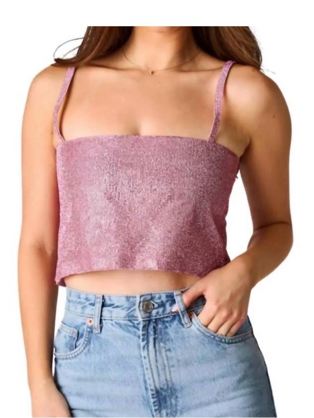 Buddy love Glitter Crop Top in Rose Pink